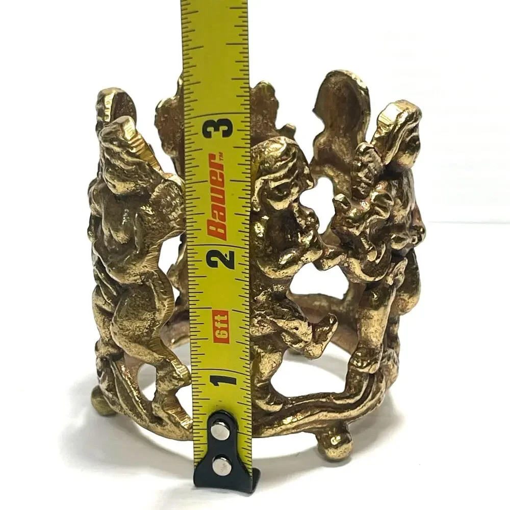 Vintage Brass Cherub Candle Holder With Votive Cup Regency 3